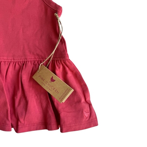 Pink Chicken NWT 3Y Joy Cotton Slub Ruffle Back Blouse Hot Pink Preppy Casual - Picture 3 of 5
